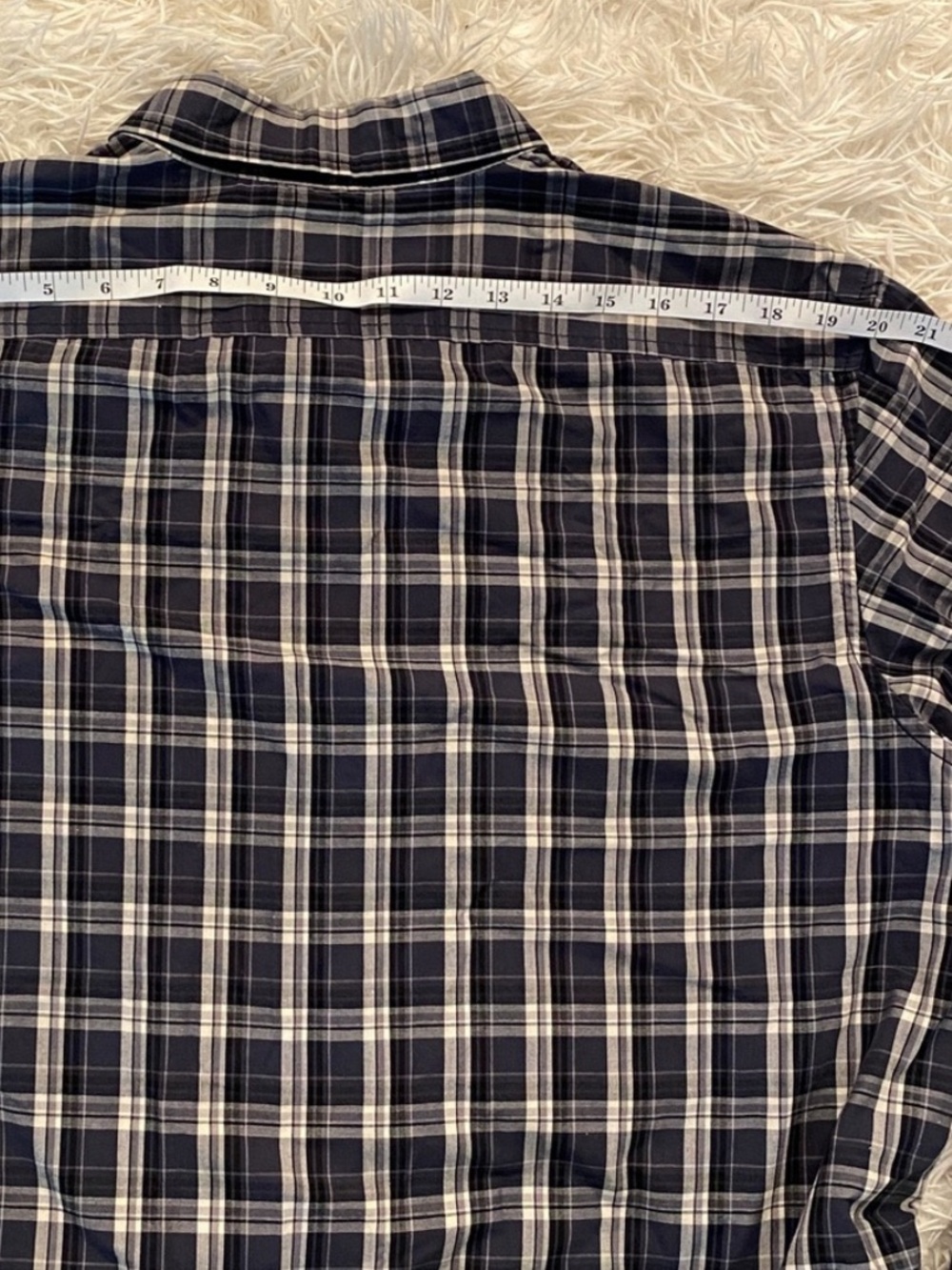 Faded Glory Blue Plaid Button Down Shirt Men’s Size L Rugged Casual - Picture 8 of 10